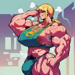 1boy ai_generated ambush_(trap) androgynous armpits armpits_through_clothes arms_up big_penis blonde_hair bulge bulge_through_clothing chest_hair fairy_tail futanari genderswap_(ftm) hairy_chest hairy_legs lucy_heartfilia male male_only manly muscular muscular_futanari muscular_male pecs pectorals penis penis_under_clothes rule_63