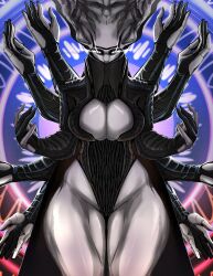 10_arms 1girls bare_legs bare_thighs boob_window breasts bungie cleavage cleavage_cutout clothed clothing covered_mouth destiny_(game) destiny_2 female large_breasts looking_at_viewer multi_arm multi_limb muscular muscular_female muscular_thighs runawaystride tagme the_witness thick_thighs thighs unusual_anatomy white_body white_skin