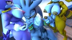 3d anthro blaze_the_cat dickgirl furry futa_on_male futanari groping male marine_the_raccoon oral oral_penetration oral_sex penis shemale silver_the_hedgehog sonic_the_hedgehog_(series) stroking_cock stroking_penis zoothen