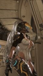 3d armor bunny_(the_first_descendant) grey_hair helmet the_first_descendant ultimate_bunny