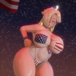 1girls 3d 4th_of_july american_flag_bikini animated big_ass big_breasts blonde_hair blue_eyes curvaceous curvy eyepatch_bikini female female_only fireworks huge_ass huge_breasts loop mario_(series) music nintendo phonk princess_rosalina shorter_than_30_seconds solo solo_female sound swinging_breasts thick_thighs video voluptuous voluptuous_female wyerframez