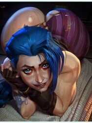 1girls 2d 2d_(artwork) 2d_artwork 3d 3d_(artwork) 3d_artwork ai_generated arcane arcane_jinx arms_crossed ass ass_bigger_than_head ass_cleavage ass_focus ass_up big_ass big_butt blue_eyes blue_hair blush blushed blushing_female bulge bulge_through_clothing butt_crack butt_focus crossed_arms drool_on_face drooling eye_contact female gloves hi_res high-angle_view high_resolution highres huge_ass huge_butt jinx_(league_of_legends) large_ass large_butt league_of_legends looking_at_viewer ponytail ponytails portrait raised_eyebrows ripped_clothing ripped_pants saliva smile smiling smiling_at_viewer solo solo_female tilted_head torn_clothes torn_clothing torn_legwear torn_pants