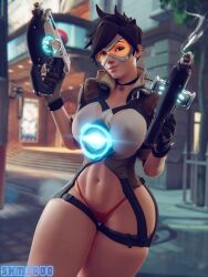 1girls 3d big_breasts blender breasts brown_eyes brown_hair casual chronal_accelerator eyewear female female_only firearm handgun harness large_breasts orange-tinted_eyewear overwatch pale_skin panties short_hair solo superhentaimaster9000 thick_thighs tinted_eyewear tracer visor weapon