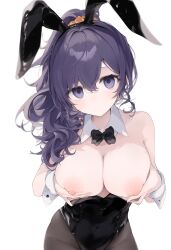 1girls ai_generated areola areola_slip areolae areolae_slip asahina_mafuyu belly_button big_breasts blush blush breasts breasts breasts breasts_out bunny_ears bunny_girl bunnysuit cleavage clothed clothing female female_focus female_only high_resolution highres looking_at_viewer naked navel navel_visible_through_clothes nipples partially_clothed partially_clothed_female partially_nude partially_undressed pov project_sekai purple_eyes purple_hair solo solo_female solo_focus thighs tits_out white_background