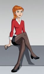 1girls ai_generated ben_10 bigmic145 black_skirt breasts business_suit business_woman female female_focus female_only ginger ginger_hair gwen_tennyson long_hair medium_breasts orange_hair pantyhose red_clothing red_hair shoes