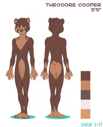 animal_genitalia anthro ass balls color_swatch front_view fully_sheathed looking_at_viewer male mammal model_sheet mustelid navel nude otter plantigrade rear_view sheath shiuk slim smile solo standing teenager theodore_cooper young