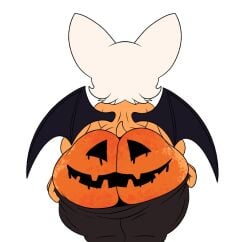 artist_request backboob bent_over big_ass big_breasts female_only half_naked halloween pants_down pumpkin_butt rouge_the_bat sega solo sonic_(series) sonic_the_hedgehog_(series) source_request white_background