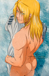 1boy aquarina back_view edward_elric fullmetal_alchemist male male_only nude solo