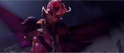 3d dark_nipples dark_willow dota_2 fairy fairy_wings red_skin small_breasts solo_female