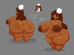 1girls ass barefoot breasts brown_hair cocoa_cookie completely_nude completely_nude_female cookie_run evil_container female female_only full_body huge_ass huge_breasts long_hair meme meme_reference naked naked_female nude nude_female puhf solo solo_female
