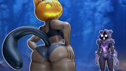 3d :o ;) ai ai_assisted ai_generated ass_focus black_panties fortnite grok grok_imagine jack-o'-lantern looking_at_viewer pumpkin_head raven_team_leader sfm source_filmmaker spice_(fortnite) underwear