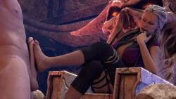 1boy 1girls 3d ahegaome animated big_breasts breasts crossed_legs feet female female_focus femdom foot_on_penis footjob large_breasts long_hair male mature_female milf mortal_kombat mortal_kombat_11 no_sound nude_male nude_male_clothed_female partial_male short_video shorter_than_10_seconds sindel tagme teasing teasing_penis video white_hair