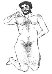 balls blushing flaccid flaccid_penis hairy male male_only pentiment source_request uncut werner_stolz
