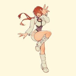 boots eyes_covered female king_of_fighters oxcoxa plain_background red_hair shermie_(kof) solo