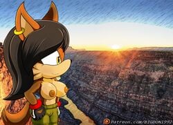 2017 animated big_breasts bigdon1992 breasts canine canyon coyote fan_character female female_focus female_only fur hair mammal nipples orlena sega smile sonic_(series) stormwing wind