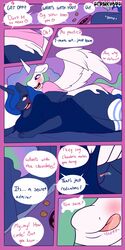 bed candy chocolate clothing comic dialogue english_text food friendship_is_magic furry legwear my_little_pony princess_celestia_(mlp) princess_luna_(mlp) pussy saliva smooth_skin spunkubus stockings text