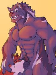 abs anthro balls canine colored cum erection fellatio fox furry male mammal muscular ninjav oral orgasm pecs penis sex simple_background yaoi