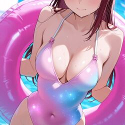 2025 ai_generated female_only instagram looking_at_viewer meta pool_background smile_at_viewer smiling_at_viewer swimsuit ten01c unknown_character wet_body wet_hair