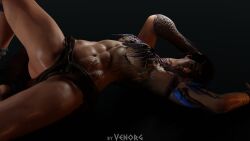 1girls 3d abs amazon assassin's_creed_(series) assassin's_creed_odyssey breasts brown_hair female huntress kassandra_(assassin's_creed) lying_on_back nude_female sexy spread_legs ubisoft venorg warrior wet