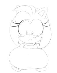 1girls 2d amy_rose animated anthro blush blush_lines boob_drop boobdrop bouncing_breasts breast_drop breasts denizen1414 eulipotyphlan eyelashes eyelashes_visible_through_hair female female_focus female_only furry gif hedgehog hedgehog_humanoid holding_breast large_breasts looking_down mobian_(species) sega simple_background sonic_(series) sonic_the_hedgehog_(series)