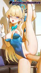 1boy 1girls 2025 ai_generated animal_ears artist_name bangs blonde_hair blue_archive blue_bow blue_bowtie blue_eyes blue_hairband blue_nails blush bow bowtie breasts bust chest clitoral_hood cock detached_collar dick earrings electroworld exposed_nipples exposed_pussy eyebrows_visible_through_hair fake_animal_ears female fucking hi_res high_quality high_resolution highleg highleg_leotard highres indoors intercourse juicy_pussy leg_lift leg_up leotard leotard_aside long_hair love_making nail_polish nipples nipples_outside one_eye_closed open_mouth patreon patreon_username penetration penis playboy_bunny pussy rabbit_ears sex sexual_intercourse solo_focus split stable_diffusion standing standing_on_one_leg standing_sex standing_split straight sweat tight_pussy toki_(blue_archive) uncensored vagina vaginal_penetration watermark wrist_cuffs