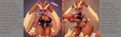 ai_generated big_ass big_breasts big_penis caption cheating cuckold curvy implied_sex lopunny netorare pokemon pokemon_(species) skimpy text