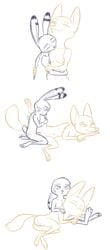 2017 anthro arctic_fox breasts canine comic cum disney duo female fox hug jack_savage lagomorph leg_glider_position looking_pleasured male mammal navel nude penetration penis pussy rabbit raised_leg restricted_palette sex simple_background skye_(zootopia) small_breasts tggeko tongue tongue_out vaginal_penetration white_background zootopia