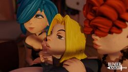 1boy 3d 3girls animated blender blenderknight blonde_hair blue_hair ed_edd_n_eddy erection female handjob kanker_sisters lee_kanker lips male marie_kanker may_kanker no_sound penis red_hair shorter_than_10_seconds straight video