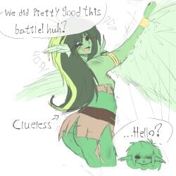 accidental_exposure ass bakugan bakugan_(species) bakugan_battle_brawlers battle_damage breasts clueless female harpus harpy ripped_clothing shimmy_sham small_breasts winged_arms wings