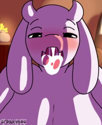 animated caprine cum cum_in_mouth cum_inside cum_on_tongue female frisk goat mammal mature_female milf nude spunkubus tongue toriel undertale