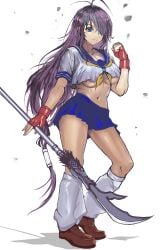 1girls ikkitousen kanu_unchou purple_hair rokubanana spear