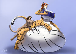 anthro belly big_belly big_breasts breasts canine clothed clothing cum cum_inflation dickgirl duo excessive_cum feline female futa_on_female futanari huge_breasts hyper inflation intersex intersex/female mammal nipples nude overweight overweight_female overweight_taur pulsar sex stomach_bulge taur tiger tongue tongue_out