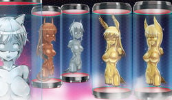 5girls amputee anabuki_tomoko animal_ears blush brass_(metal) brass_body brass_hair brass_skin brass_statue brave_witches breasts bronze bronze_(metal) bronze_body bronze_hair bronze_skin bronze_statue copper copper_(metal) copper_body copper_hair copper_skin cyber_(cyber_knight) glass glass_container glasses glowing glowing_body glowing_skin gold gold_(metal) gold_body gold_hair gold_skin gold_statue hanna-justina_marseille heidimarie_w._schnaufer large_breasts medium_breasts metal metal_anus metal_ass metal_balls metal_body metal_breasts metal_butt metal_girl metal_hair metal_nipples metal_skin metal_tail metal_transformation metal_vagina metal_wings metallic metallic_body metallic_nipples metallic_skin multiple_girls navel nikka_edvardine_katajainen nipples nude open_mouth petrification platinum platinum_(metal) platinum_body platinum_hair platinum_skin platinum_statue presenting pussy shiny shiny_body shiny_skin silver silver_(metal) silver_body silver_hair silver_skin silver_statue strike_witches takei_junko tongue transformation world_witches_series