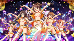 abe_nana akagi_miria cleavage honda_mio idolmaster idolmaster_cinderella_girls no_bra nopan open_clothes open_shirt photoshop shibuya_rin shimamura_uzuki shirt thighhighs uncensored