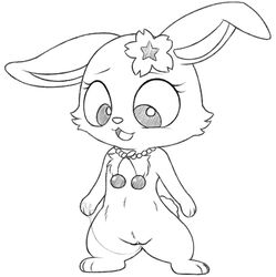 black_and_white chest_tuft eyelashes female feral flower food fruit fur gem jewelpet jewelpet_(species) jewelry lagomorph mammal monochrome necklace open_mouth plant pussy pussy_juice rabbit rawrunes ruby_(jewelpet) sanrio simple_background solo tuft white_background