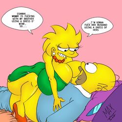 alternate_costume big_ass big_breasts breasts dat_ass father_and_daughter high_heels homer_simpson incest lisa_simpson marge_simpson maxtlat smile the_simpsons