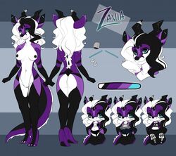 anthro breasts cervine chibi deer dragon female hair horn hybrid looking_at_viewer mammal model_sheet nipples nude pussy smile solo teil