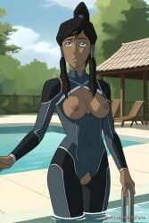 bodysuit exposed_breasts exposed_pussy korra poolside shy