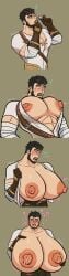 abs big_breasts big_nipples black_hair blush blushing_male breast_expansion breast_growth breastmilk breasts_bigger_than_head breasts_bigger_than_torso breasts_out brown_hair cleavage comic dickula glvoes huge_breasts huge_nipples lactating lactation leaking leaking_milk magic male male_breast_expansion male_breast_growth male_cleavage male_lactation male_only male_with_breasts massive_breasts milk mineral nipple_bulge nipples squirting_milk