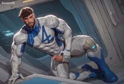 abs ai_generated ass bara baraverse beard biceps bulge cum daddy dilf erect_penis erection hairy male male_only marvel marvel_rivals masturbation mature_male mr_fantastic mr_fantastic_(marvel_rivals) muscular muscular_male orgasm pecs penis tight_clothing uncensored