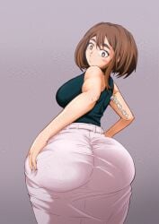 big_ass big_breasts boku_no_hero_academia brown_eyes brown_hair grabbing_ass grabbing_own_ass hips hips_wider_than_shoulders huge_ass long_skirt my_hero_academia ochako_uraraka post_timeskip seakerzx skirt sleaveless_shirt sleeveless sweater tagme thicc_thighs thick_ass thick_hips thick_thighs uraraka_ochako uravity