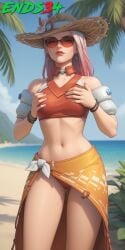 ai_generated ashe_(overwatch) breast_grab ends34 female female_only masturbation milf overwatch overwatch_2 poolside_ashe