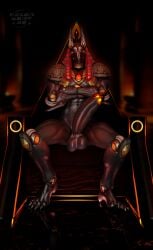 3d_(artwork) absurd_res anthro anubis_reaper balls big_penis black_body blizzard_entertainment canid canine canis clothing digital_media_(artwork) erection genitals hi_res humanoid_genitalia jackal male mammal melongoat3d nude overwatch penis reaper_(overwatch) solo