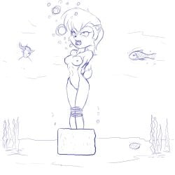 1girls air_bubbles anthro archie_comics asphyxiation bondage breasts bubbles canime chipmunk clam_shell concrete_block drowning female fish furry imminent_death marine medium_breasts monochrome navel nipples nude ocean peril pussy rope rope_bondage sally_acorn sea seaweed shell sketch skinny_dipping solo sonic_(series) sonic_the_hedgehog_(archie) sonic_the_hedgehog_(comics) sonic_the_hedgehog_(series) tied_up trapped underwater underwater_peril water