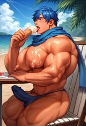 1boy 1male 1man abs ai_art ai_generated balls ballsack bara bara_tits beach beach_background beach_chair biceps big_cock big_dick big_nipples big_pecs big_pectorals big_penis blue_hair blue_hair_male blush boner bulge bulge_through_clothing cock crypton_future_media cwhk deltoids dick erect_cock erect_dick erect_penis erection gay gay_male ice_cream ice_cream_cone ice_cream_drip ice_cream_on_pecs kaito_(vocaloid) large_pecs large_pectorals licking licking licking_ice_cream male male_only man_boobs man_tits muscular muscular_male nipples nuts nutsack pecs pectorals penis pubes pubic_hair puffy_nipples scarf solo solo_male swimsuit tan-skinned_male tan_skin tan_skinned_male thick_thighs tongue tongue_out trapezius triceps veiny_cock veiny_dick veiny_penis vocaloid