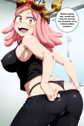 1girls ai_generated areola areolae artkoikoi big_areola big_areolae big_breasts breasts breasts_apart female female huge_breasts koikoi large_breasts light-skinned_female mei_hatsume my_hero_academia nipples on_back pink_hair pink_nipples pussy_grip spread_legs sweat sweating thick_thighs_sex voluptuous yellow_eyes