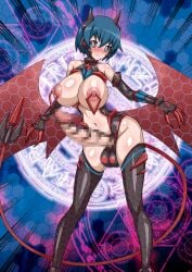 1futa balls big_balls big_breasts big_penis blue_hair body_invasion body_modification breasts censored_penis claws corruption cyber_(cyber_knight) demonic devil dick dickgirl erection futa_only futanari giant_cock glowing_eyes horns human light-skinned_futanari light_skin magic magic_circle neuroi nipple_piercing nipple_rings nipples nude original original_character page_3 penis penis_expansion sci-fi sole_female solo standing strike_witches succubus tail transformation urethral urethral_invasion wings world_witches_series