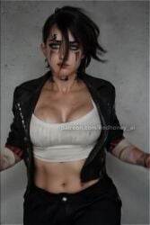 1girls ai_generated animated arcane arcane_vi bouncing_breasts breasts cleavage_cutout jumping patreon photorealism photorealistic punk punk_girl realistic redhoney.ai tagme vi_(league_of_legends) video video_games