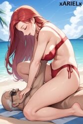 ai_generated ariel ariel_(the_little_mermaid) beach cowgirl_position