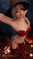 alternate_version_available belly belly_button bra female female_only fortnite fortnitemares halloween hands_behind_head lexa_(fortnite) lexa_hexbringer_(fortnite) looking_at_viewer looking_up looking_up_at_viewer panties partially_clothed partially_clothed_female raxinsfw shiny shiny_skin smile smiling smiling_at_viewer solo solo_female thigh_highs thigh_strap thighhighs witch_hat